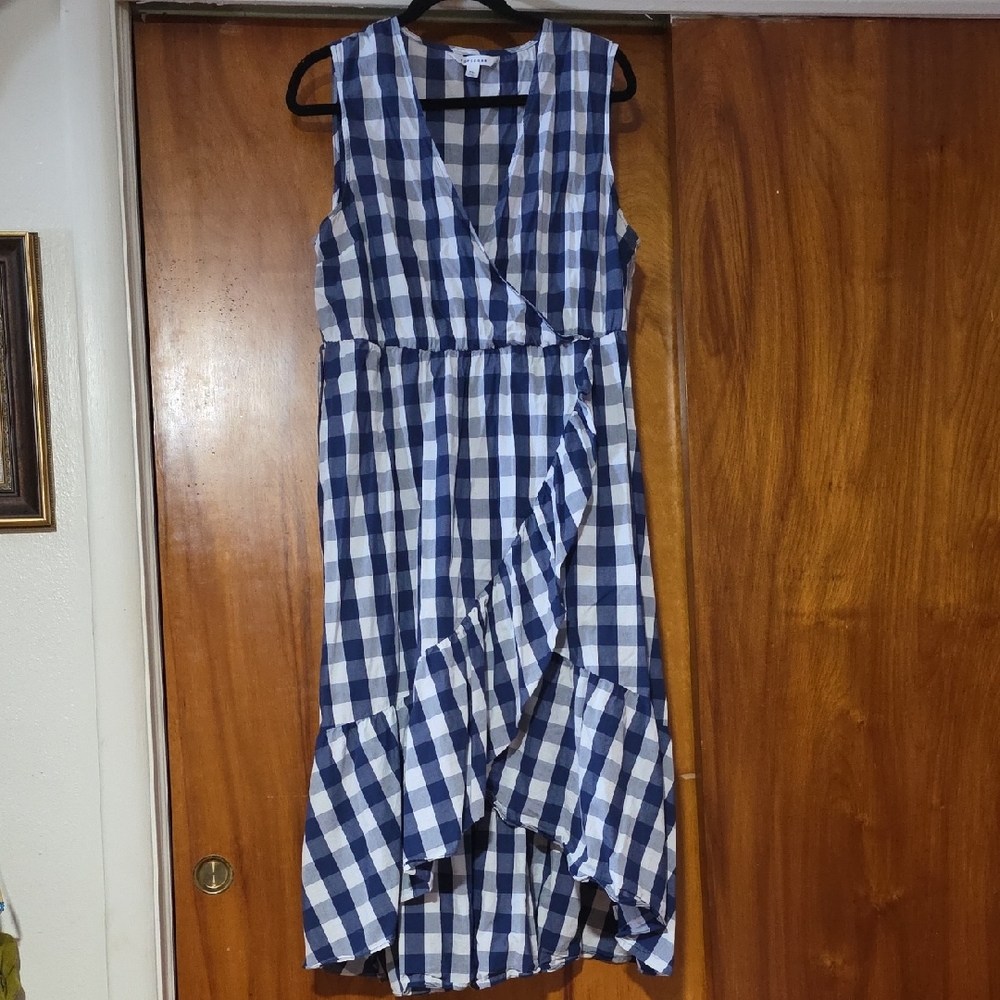 POPSUGAR Blue and White Plaid High Low Dress